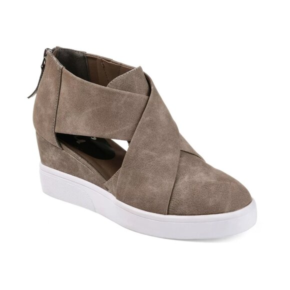 Journee Collection Women's Seena Platform Wedges Taupe Size 8.5M - Picture 1 of 2